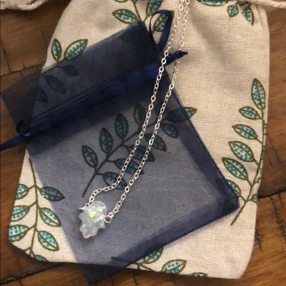 Hamsa opal necklace